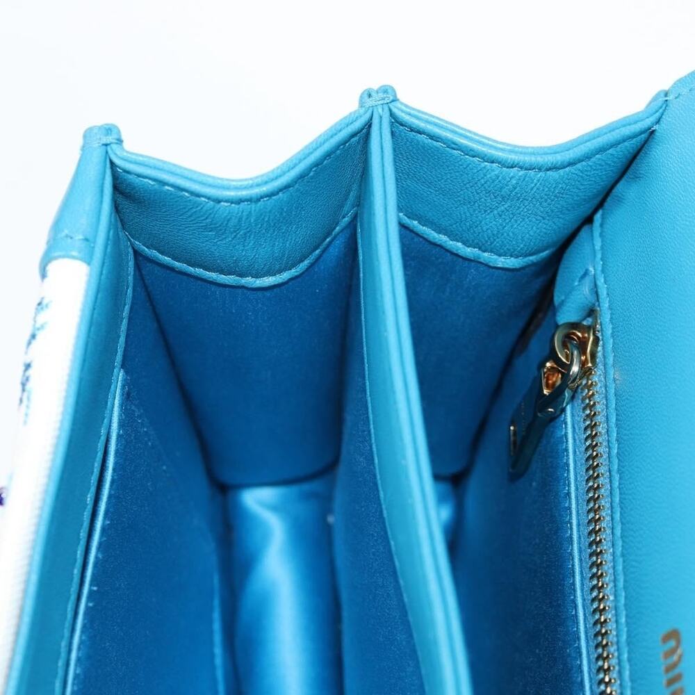 Miu Miu Canvas Leather Chain Shoulder Bag Blue - Picture 5 of 14